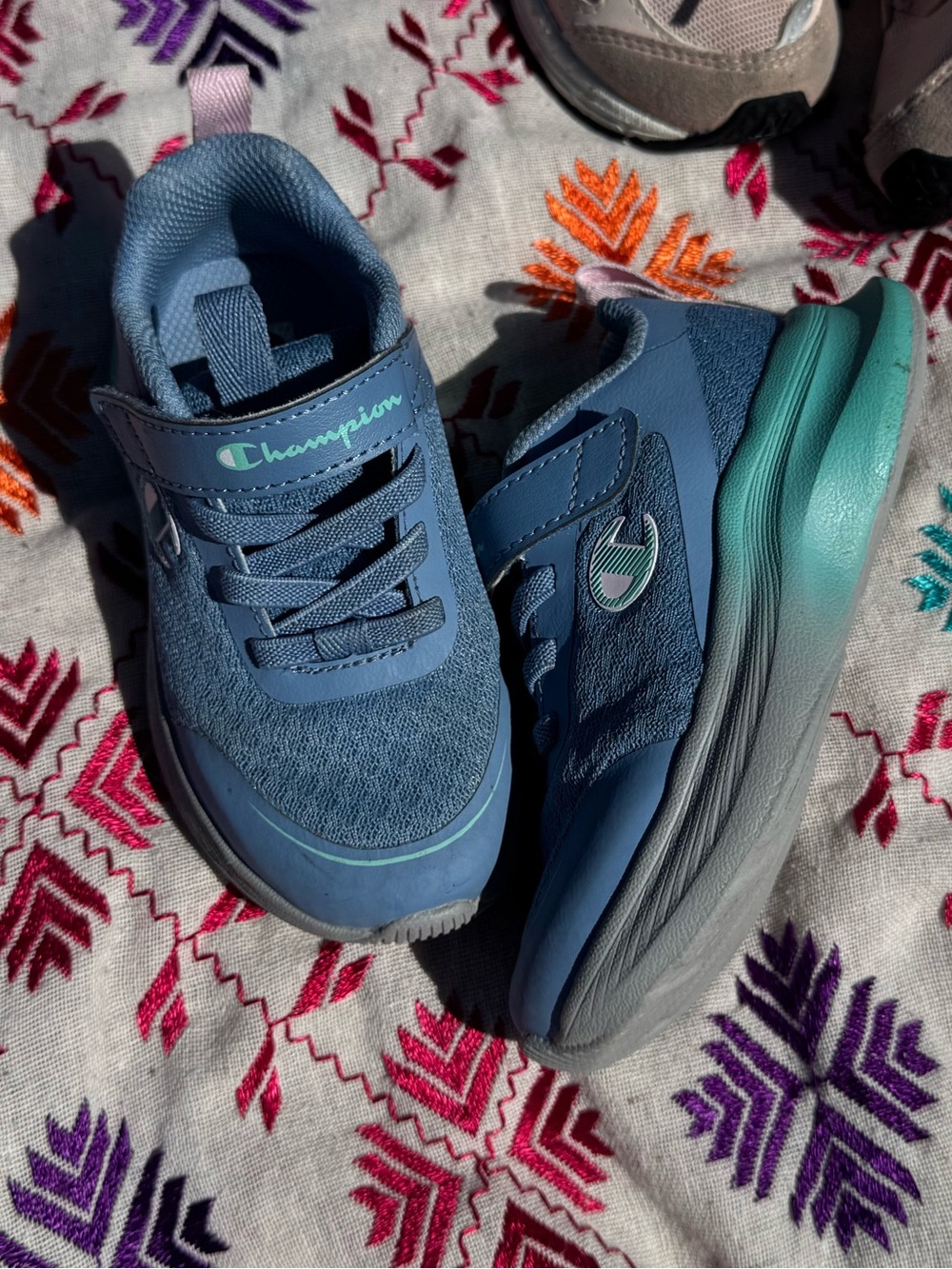 Champion Toddler Kids Blue and Teal Slip-On Sneakers